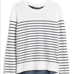Skies are blue foxx striped slit back pullover
